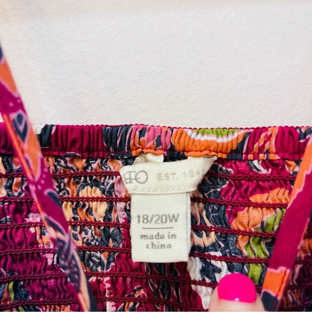 Cato Pink Colorful Floral Puffy Sleeves Blouse sz 18/20W - Picture 8 of 9